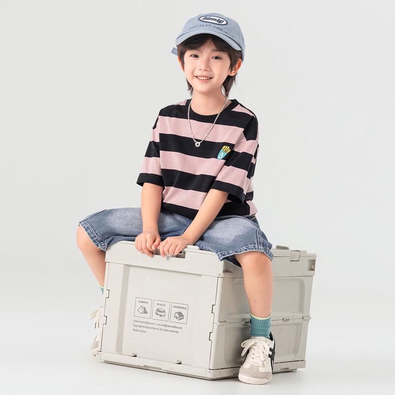 Duoduo Kids Boys  Summer Wide Stripe Embroidered T-Shirt 150