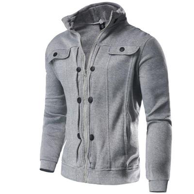 Men's Solid-Color Stand-Collar Sweatshirt for Spring/Fall Youth-Style Design, Long-Sleeve Slim Fit Oversized Top