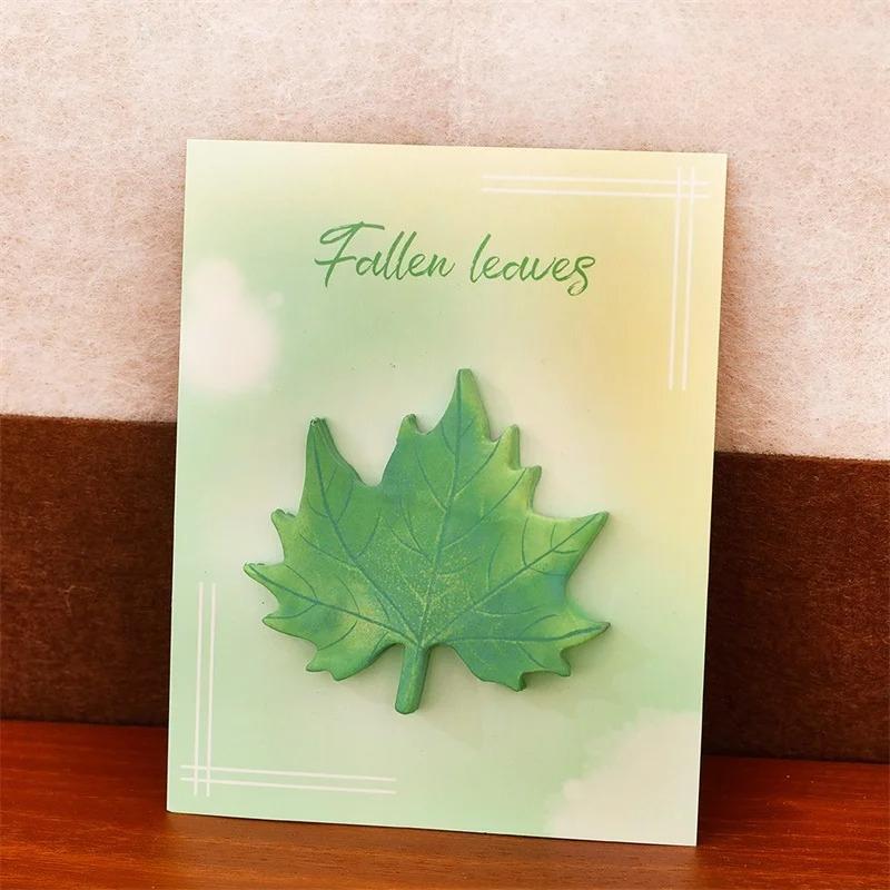 30Sheets Green Leaves Memo Pads Simple Scrapbooking Sticker School Supplies Post Sticky Notes Office Stationery