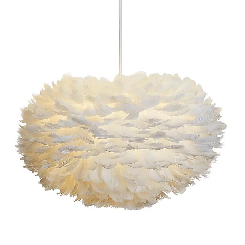 Lampy wiszące z piór Lampy Design Nordycki Lustre Vintage Loft Dekoracja Jadalnia Kuchnia Dom Oprawy Oświetleniowe LED