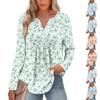 Mote Dame Casual Plissert V-hals Ensfarget Langermet T-skjorte Elegante Topper