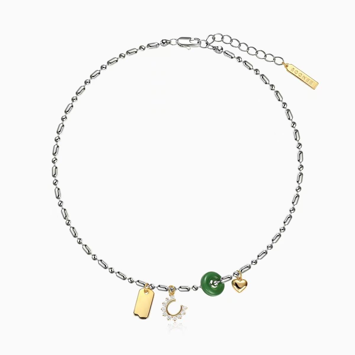 

Vintage Moon Jade Necklace Year New Trendy Premium Design Sense Clavicle Chain Internet celebrity female