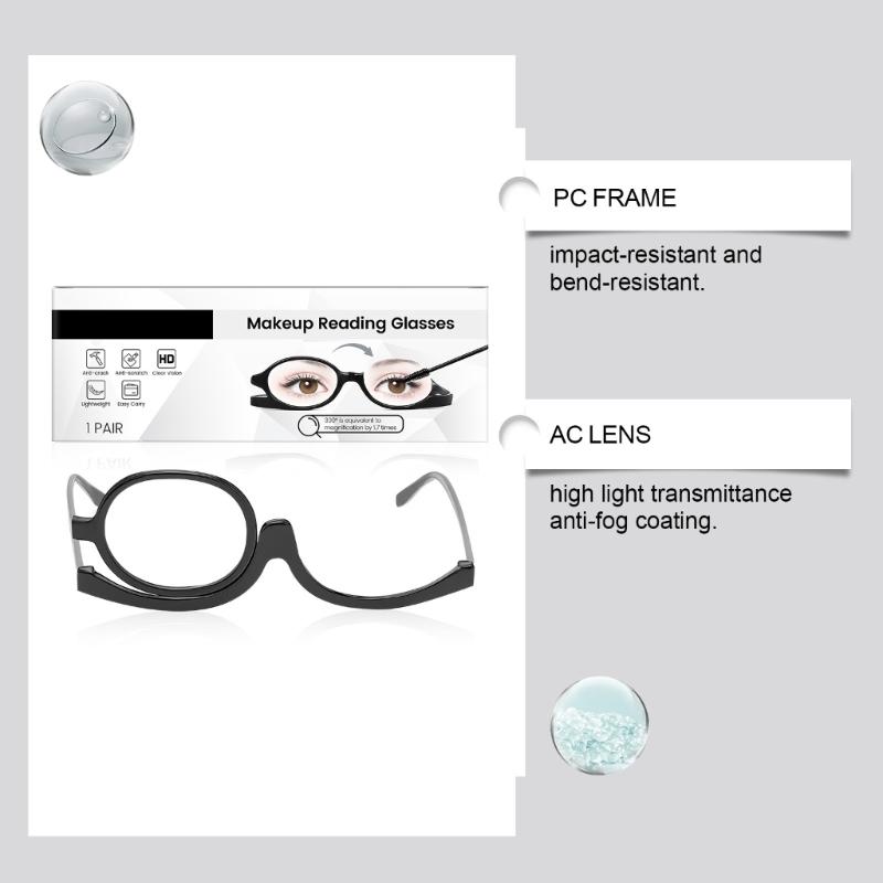 Foldable Glasses For Makeup Reading With High Clear AC Lens And PC Frame Perfect For Home Office Travel Everyday Use