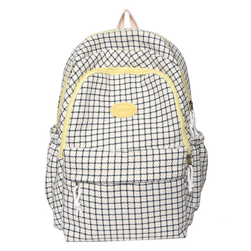 Cute Nylon School Bag With Grid Design And Letter Decoration For Students And Casual Daily Outfits