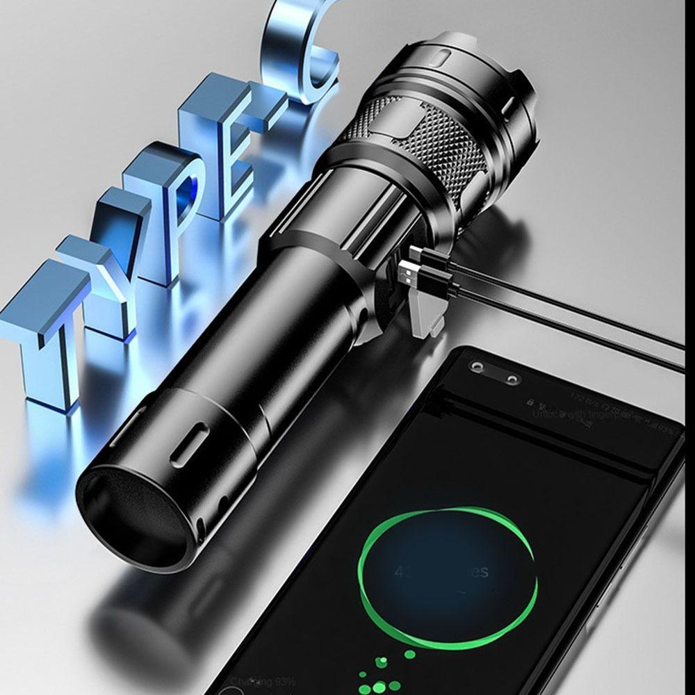 High Power Telescopic  Zoom Torch Powerful Camping Light LED Display  Flashlight  Hiking