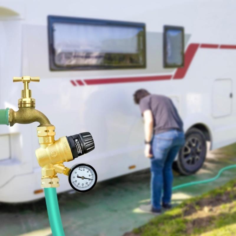 Handle Adjustable Water Pressure Reducer Water Pressure Regulator for Garden Regulator with Gauge