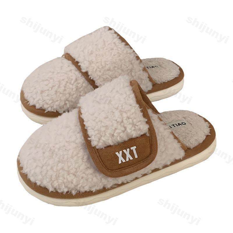 Women Vintage Cotton Slippers Autumn Winter Indoor Warm Non Slip Home Shoes Lightweight Comfortable Thicken Plush Shoes