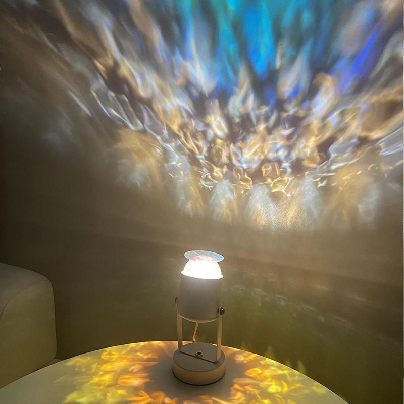 Water Ripple Table Lamp Small Night Light Light Shadow Mood Rotating Bedside Ambient Light Netflix Live Decoration Bedroom Proje