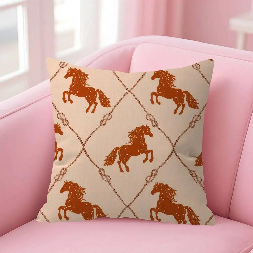 Fashion Cushion Cover Horse Print Luxury Decorative Pillow Case for Home Office Sofa Car Bedroom Decor Gift Hot Sale