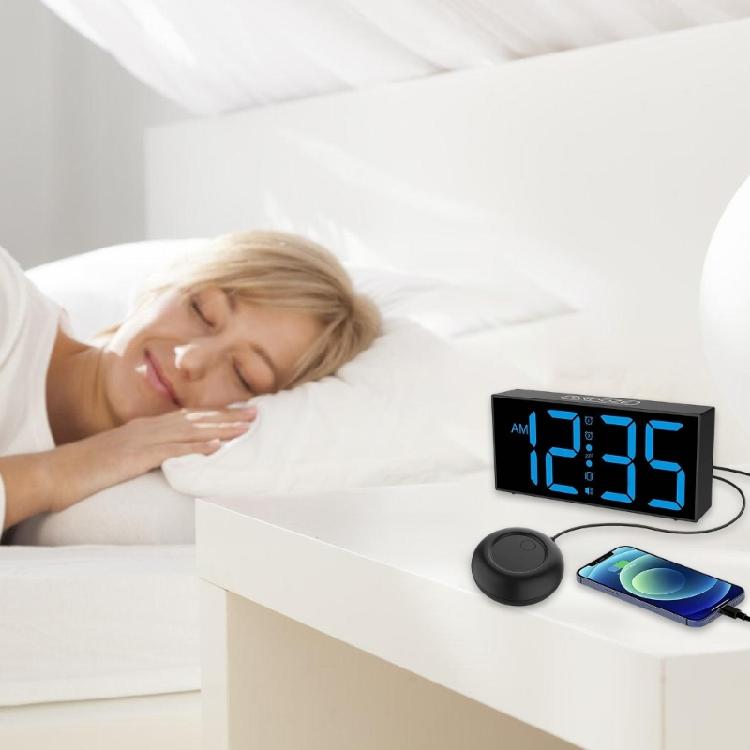 Alarm Clocks for Bedrooms Heavy Sleepers,Vibrating Alarm Clock with Bed Shaker,4Dimmers,Snoozes Brightness Adjustable