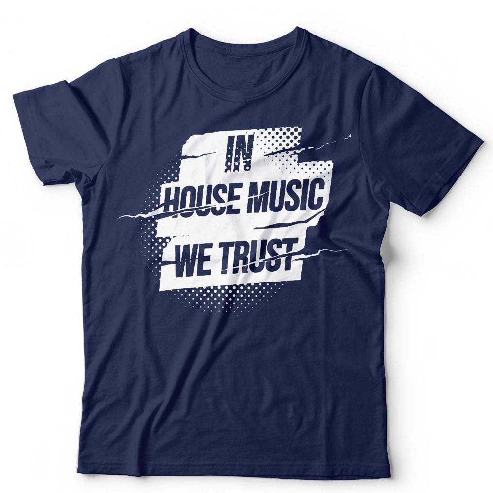 House Music Tshirt DJ Rave Club Graphic Tee Black EDM Dance Party Shirt We Trust S