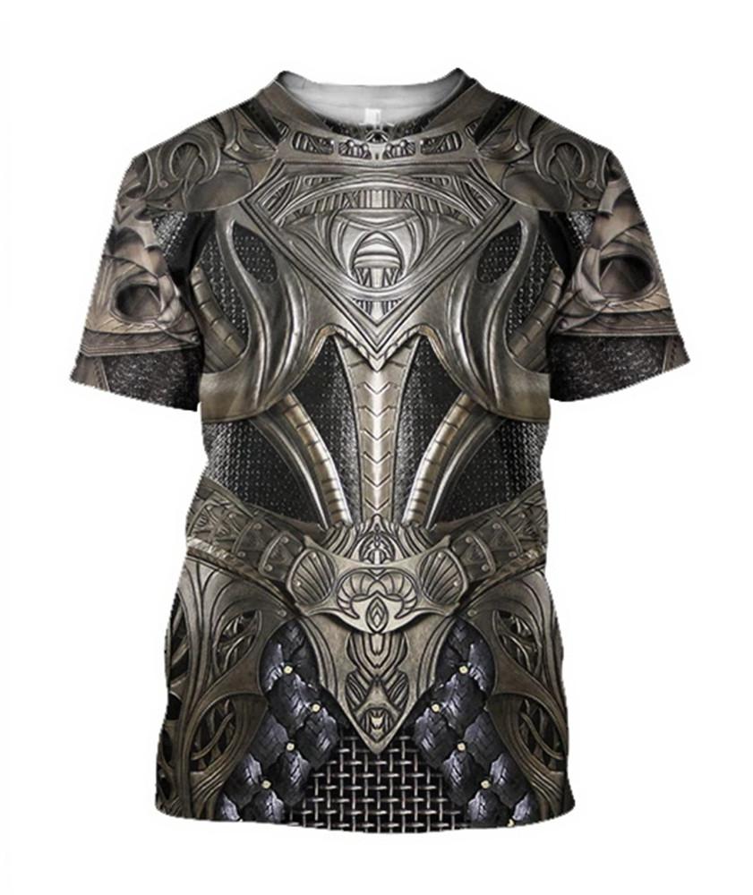 T-Shirts Ritter Mittelalterliche Rüstung 3D-Druck T-Shirt Kinder Rundhals Sommer Mode T-Shirt Junge Mädchen Unisex Hip Hop Lockere Kleidung