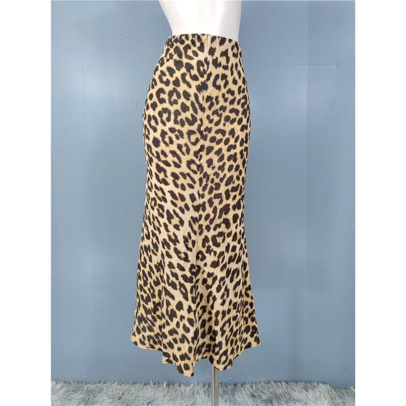 

Foreign Trade Order H Home Summer New Wild Leopard Print Aura Full Open High Waist A- line Skirt Skirt Sheath Pleat Skirt Yellow black leopard print S