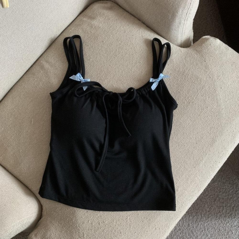 Tanktop mit Brustpolster Halter Crop Tops Damen Sommer Schleife Camis Rückenfreies Camisole Mode Tube Lady Ärmellose Cropped Weste