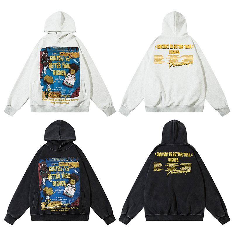 Unisex Streetwear Hoodie Mit Anime Buchstabenprint Lockerer Sitz Baumwollmischung Winter Freizeit Sweatshirt