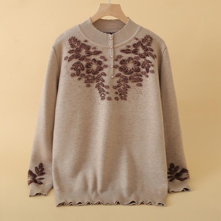 

Свитер для женщин среднего и пожилого возраста с плюшевой подкладкой, утолщенный женский свитер, теплый базовый слой с плюшевой подкладкой, одежда для тещи 3XL