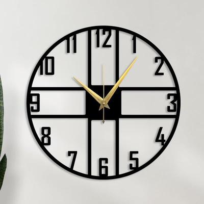Στυλάτο Ρολόι Τοίχου με Αριθμούς/Ρολόι Μεγάλου Μεγέθους & Διακοσμητικό Τοίχου/Μεταλλικό Εξωτερικού Χώρου Ρολόι Τοίχου για Υπνοδωμάτιο, Γραφείο -Μαύρο