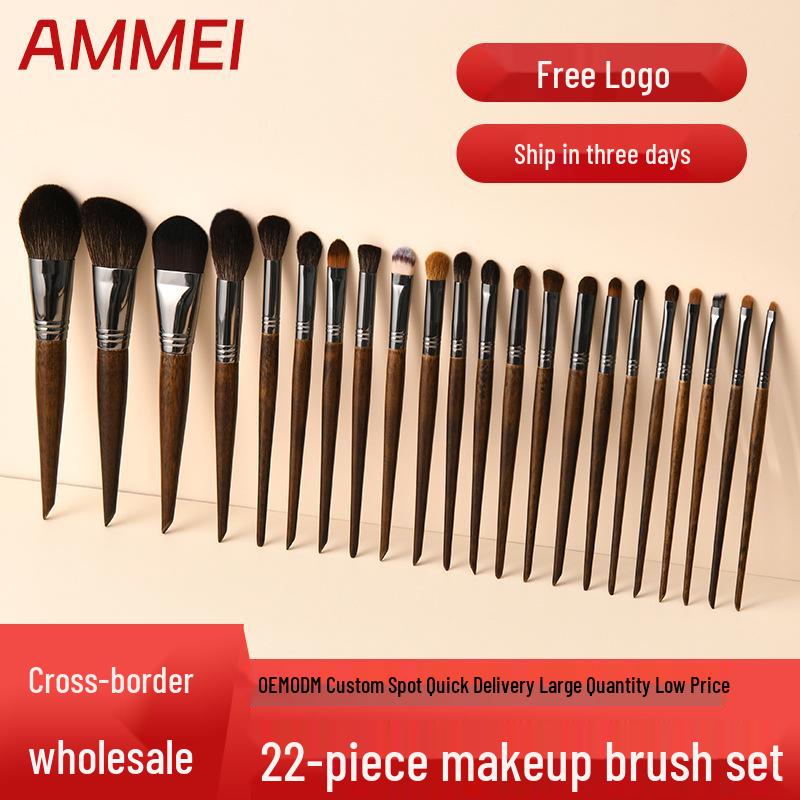 25-Piece Animal Hair Makeup Brush Set: Includes Wool Brushes for Eyeshadow, Nose Shadow, and Foundation - Artist Recommended
