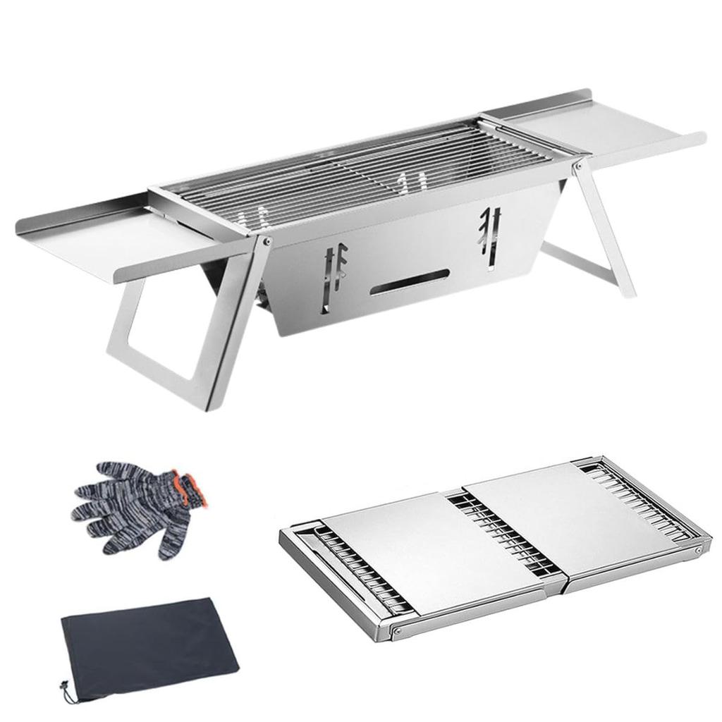 Folding Barbecue BBQ Bonfire Height Furnace Combustion Carbon Stainless Instant Deployment and 2 Stainless Steel Storage Bag For People [TIMYU] Stove,