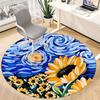 1pc Sunflower Night Sky Print Chair Carpet for Office, Round Polyester Mat, Indoor Decor for Office, Easycare Fabric, Washable Non-slip Area Carpet