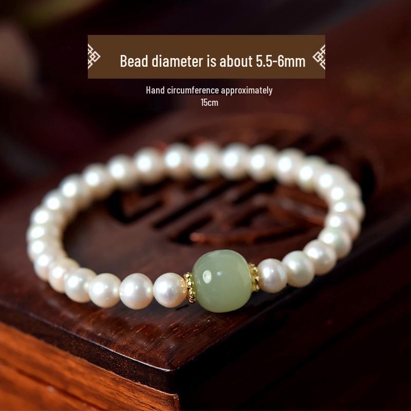 Elegant Sky Blue Hetian Jade & Pearl Beaded Charm Bracelet for Women - Best Friend Gift