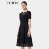 PORTS Women's Simple Round Neck Mesh Dress