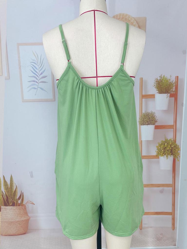 2026 Solid Color Women's Strappy Jumpsuit - Summer Casual European American Style Romper Pants