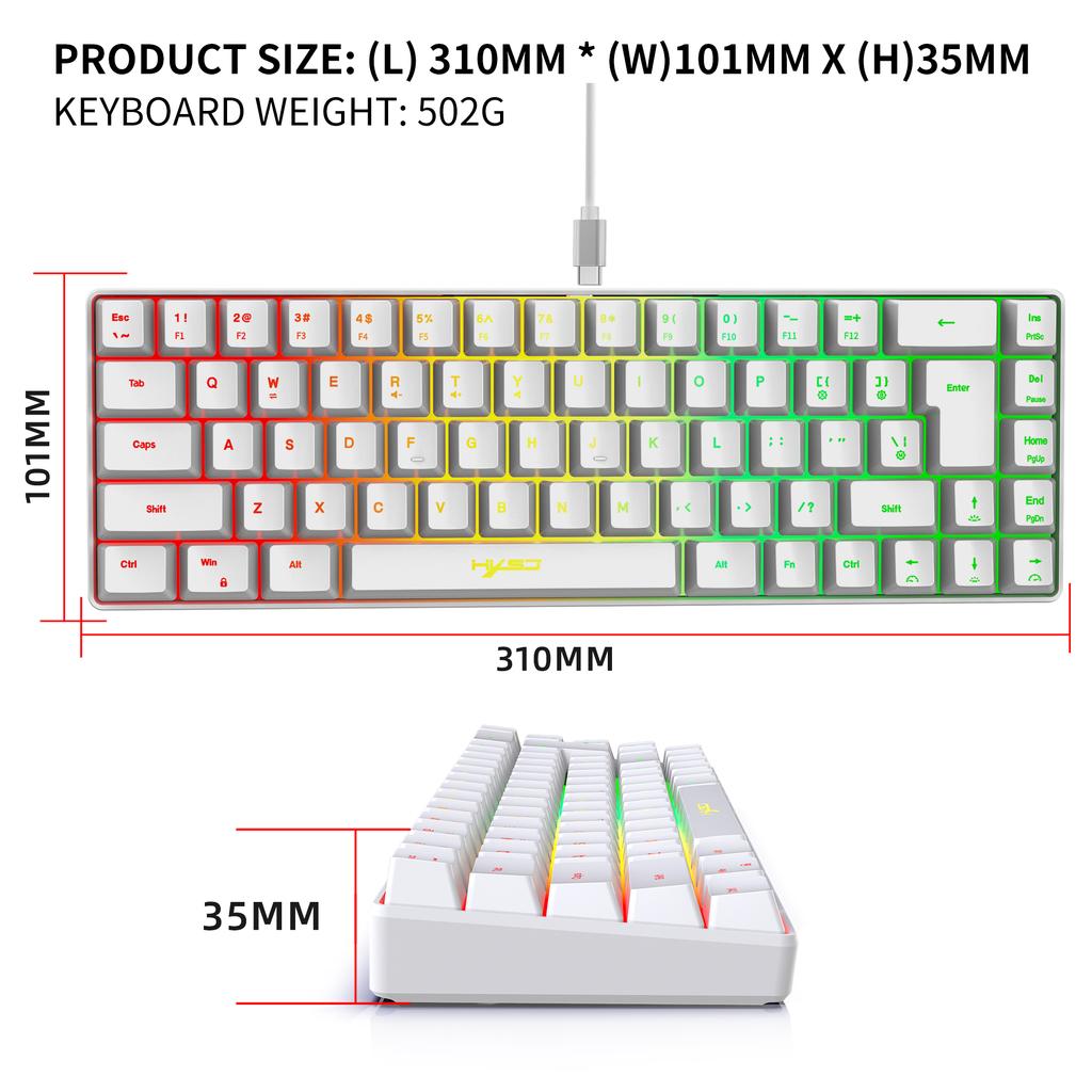 Xiaomi 68 Keys Gaming Keyboard USB Wired Portable 20 RGB Backlight Spanish Korean Russian Keyboard for Windows Laptops Computer