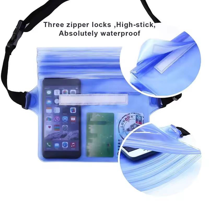 Waterproof PVC Phone Waist Pouch Dry Bag Packs With Adjustable Waist Strap For Kayaking Beach Camping Swimming Pool Accessories