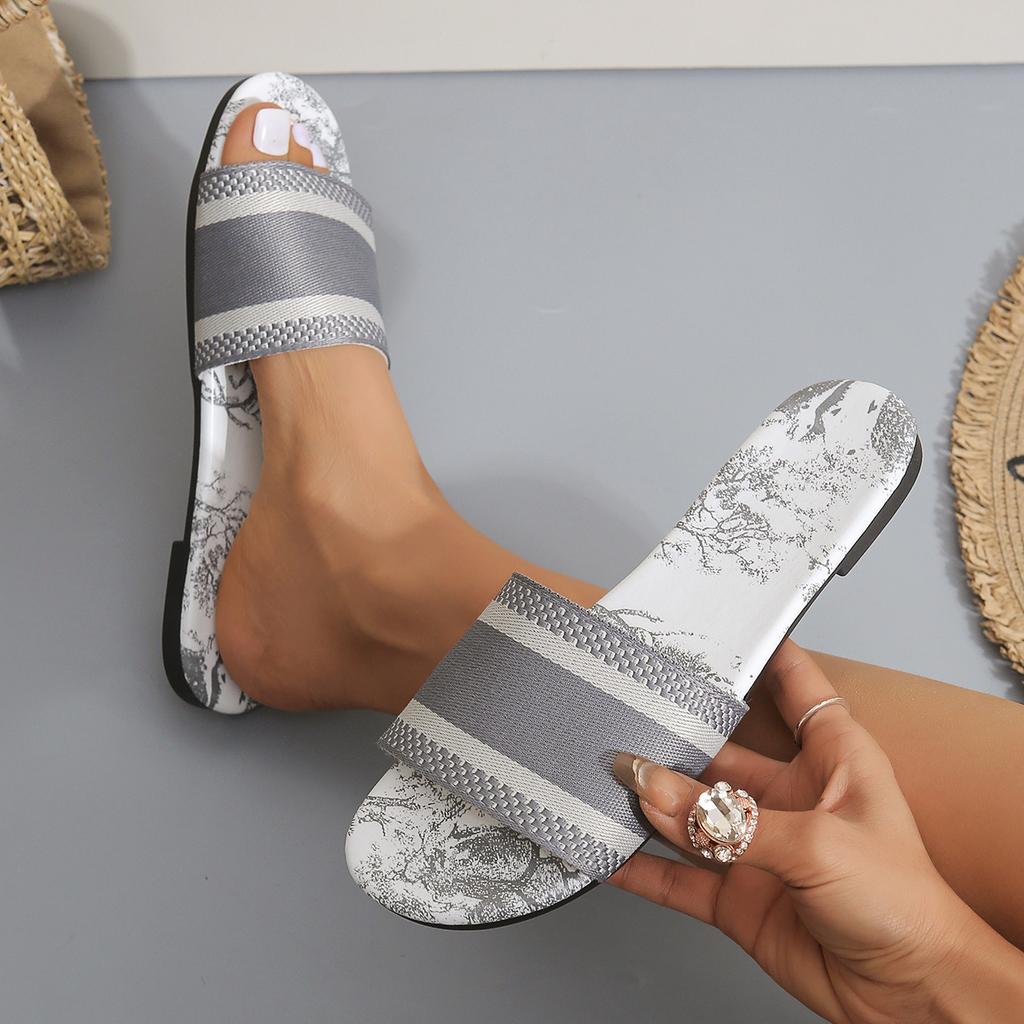 Fashion Luxury Sandals Summer Women Slippers Fashion Designers Sandals Vacation Beach Shoes Color Matching  Ladies Flats Slippers Slides