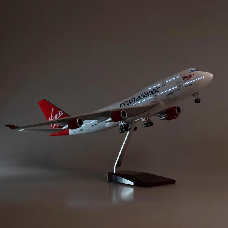 1/200Diecast Airplanes B747 Virgin Atlantic Plane Toy Model 47CM Aircraft British Airline W Light and Wheel Landing Gear