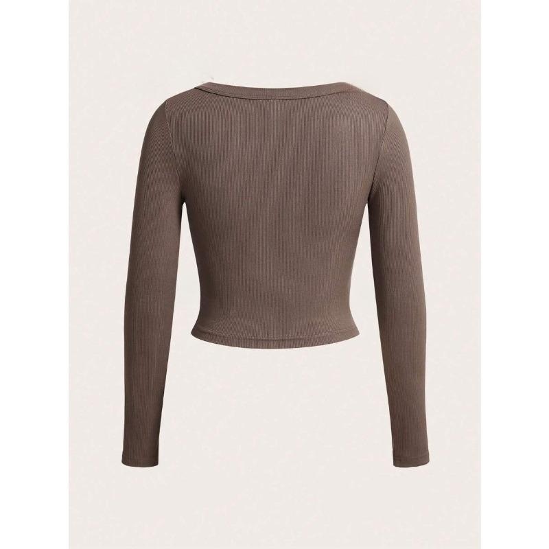 Dámská móda Ležérní jaro podzimní jednobarevné halenky a košile s dlouhým rukávem a výstřihem