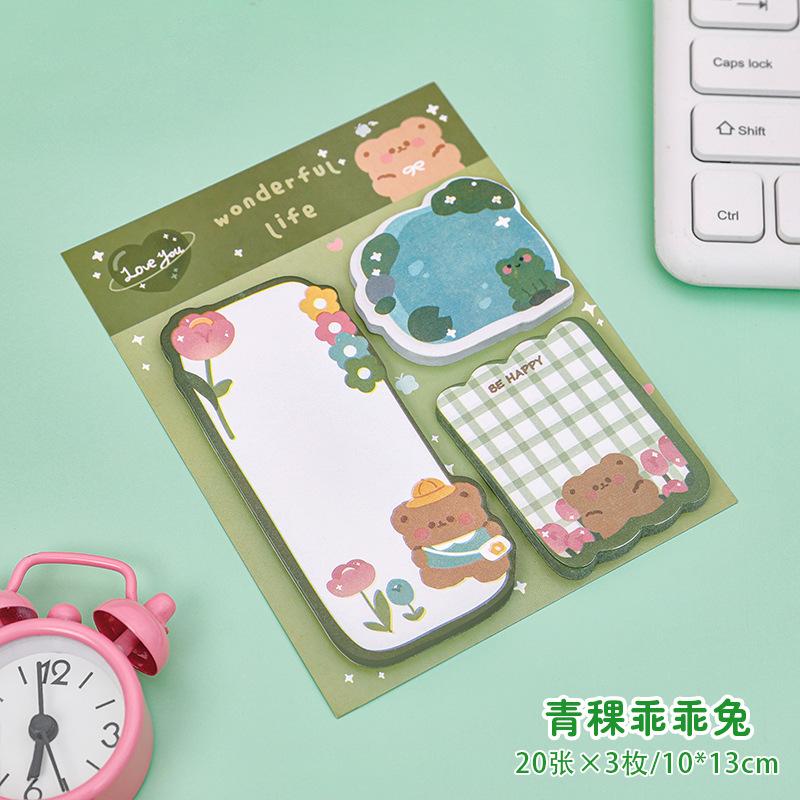 60 Sheets Cute Cartoon Sticky Notes – Colorful Kawaii Memo Pad, Ins-Style Stationery with Posted Tabs for School & Daily Message
