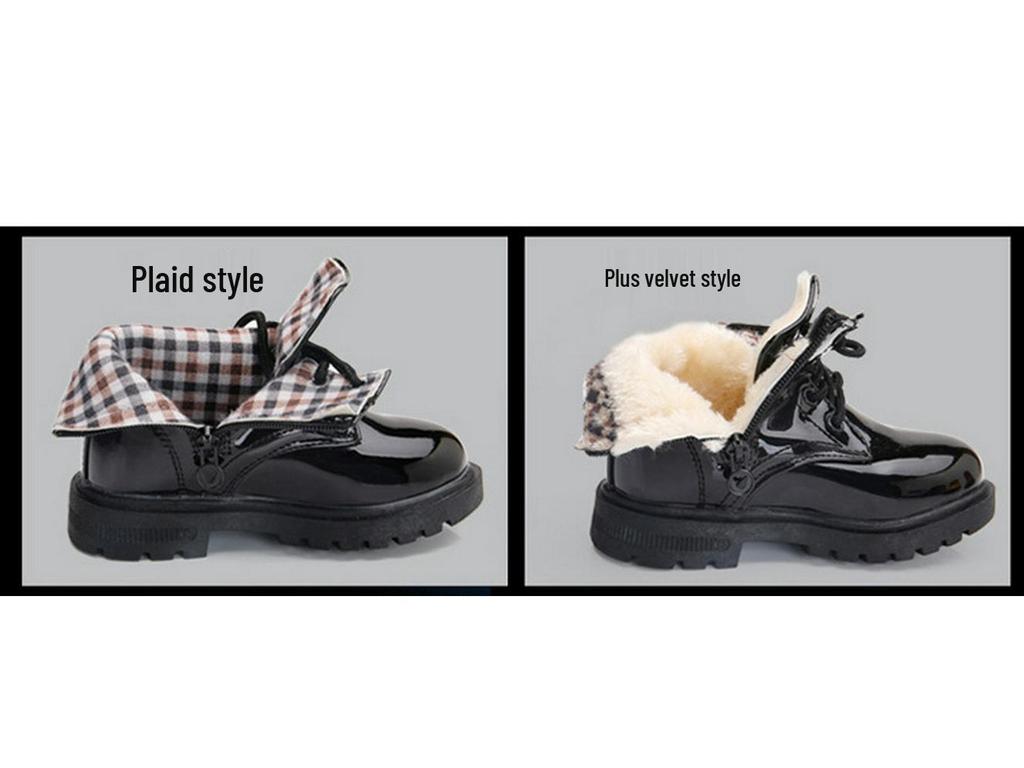 Kids' Non-slip Leather Ankle Boots - Autumn/Winter Velvet-Lined for Boys and Girls