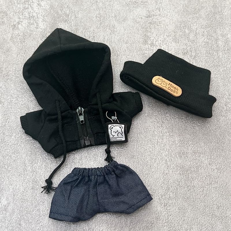 AXLUCE Lovebu Clothing: Hoodie, Denim Pants, and Knit Hat (Black)