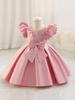 2025 Baby & Toddler Bow Puff Sleeve Birthday Party Princess Dress