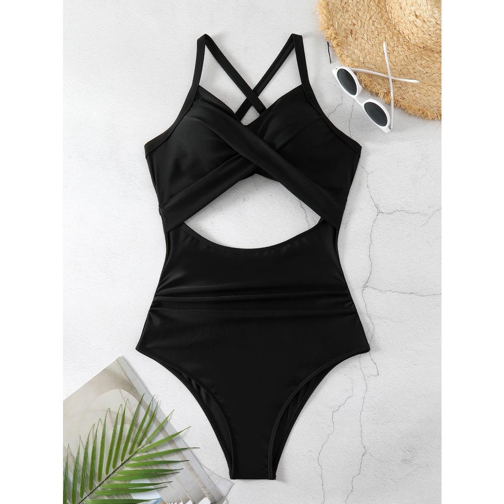 One-piece Swimwear Female Sexy Cross-cut Tight European and American Backless Swimsuit