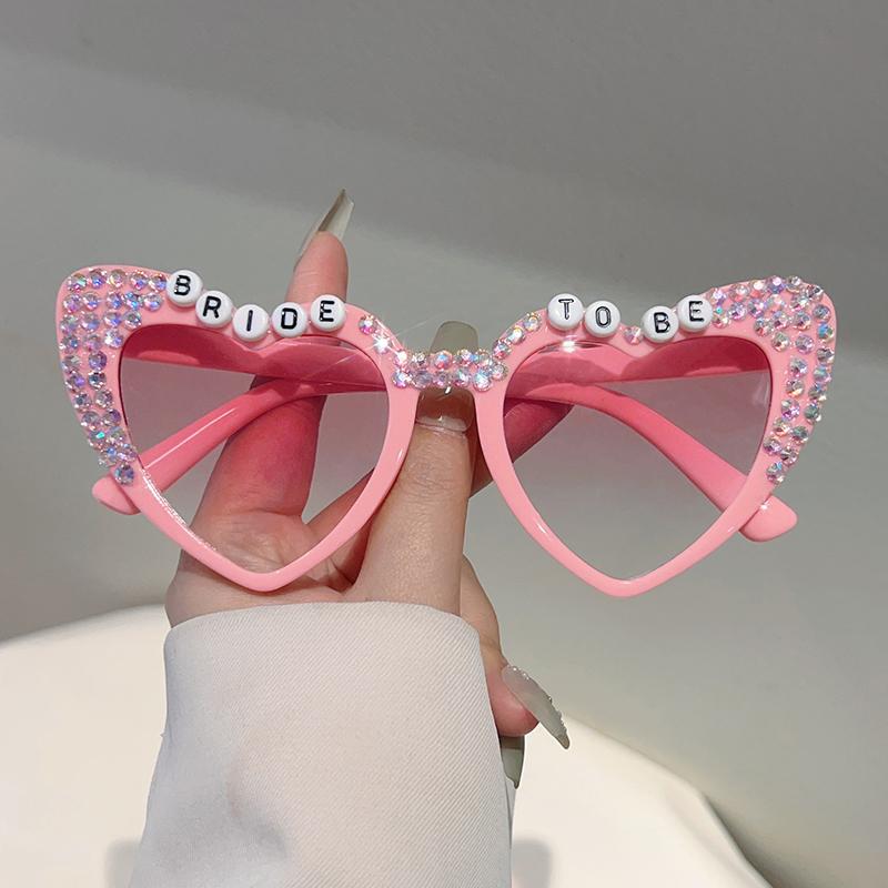 Cute Heart Shaped Sunglasses with Rhinestones Fashion Bride To Be Decor Shades Trendy Original Handmade Sun Glasses