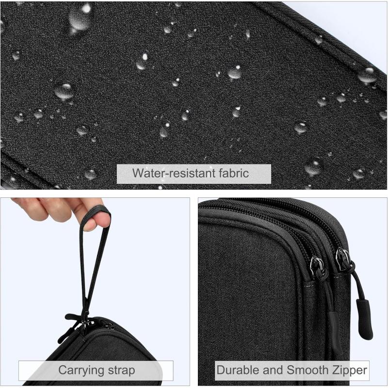 Portable Electronic Organizer Travel Bag Waterproof Double Layer Cable Management Pouch for Chargers Hard Drive Earphone Phone