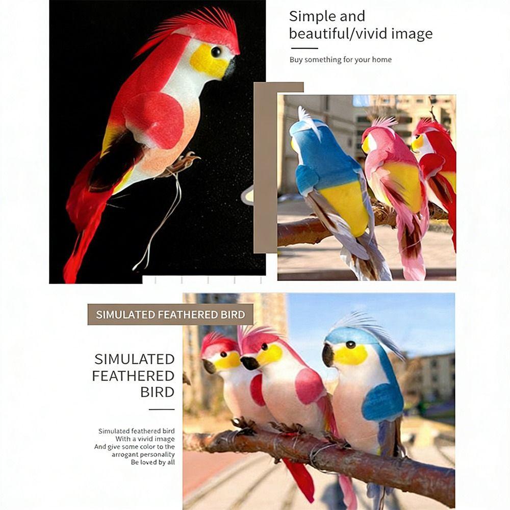 6PCS Mixed Color Parrot Artificial Birds Foam DIY Accessories Simulation Bird Model with Clips Handicraft Artificial Bird Model