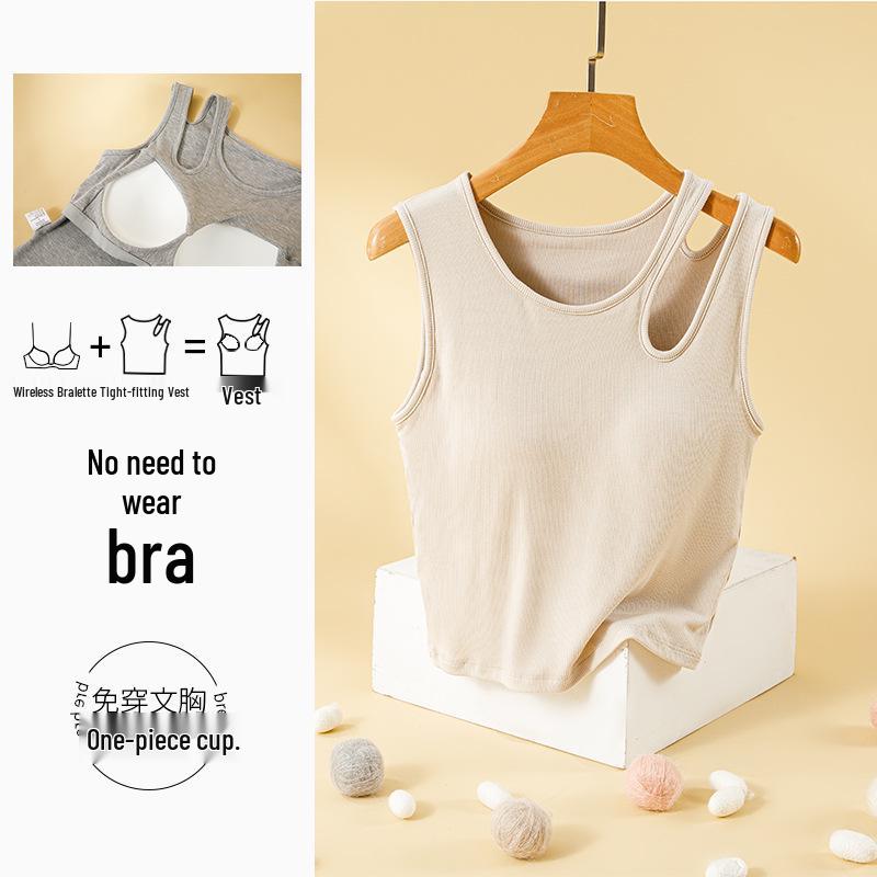 Women s Sleeveless Strappy Tank Top with Built-In Bra - Summer Base Layer Small абрикосовый