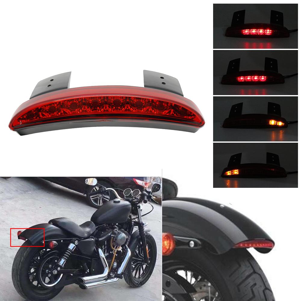 

1x Motorcycle Chopped Fender Edge Tail Light Smoke Lens LED Red Stop Brake Rear Tail Light for Harley Sportster XL 883N 1200N