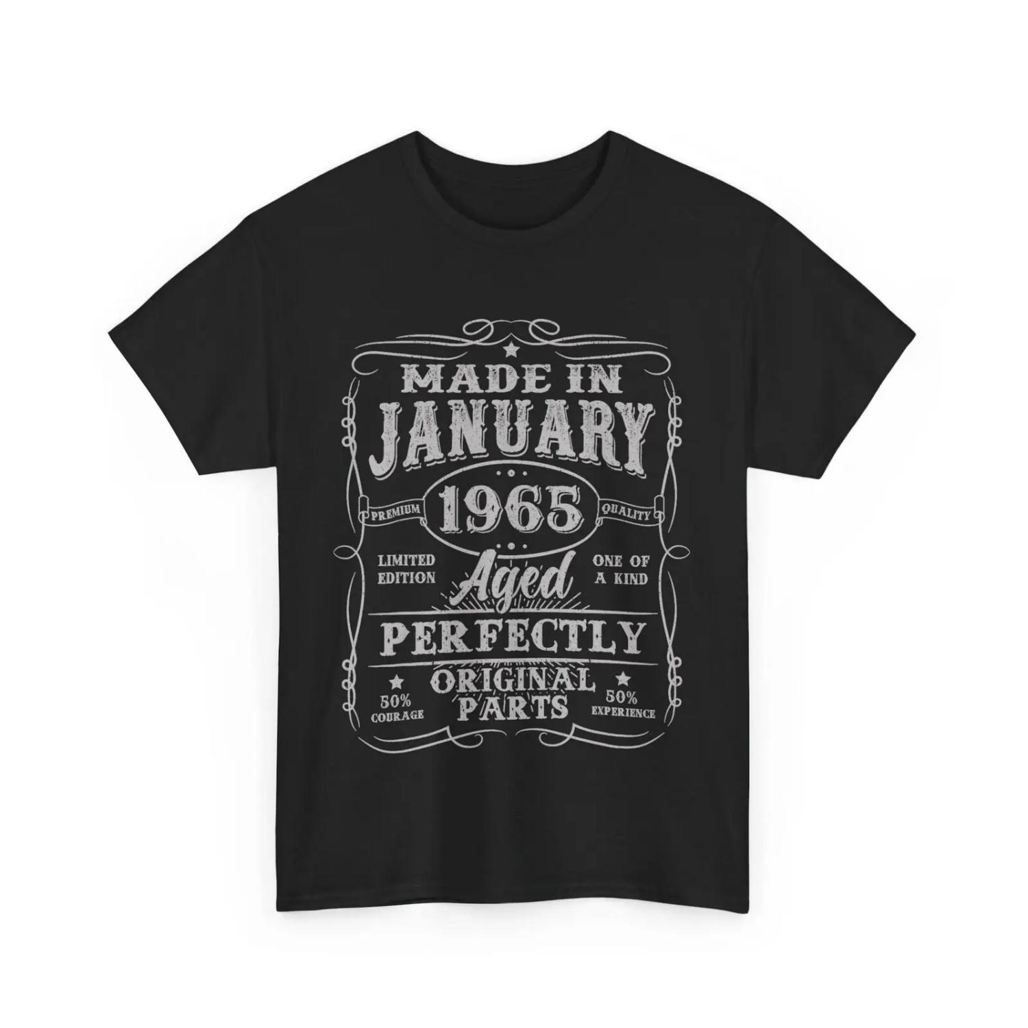 60 Years Old Made In January 1965 Vintage 60th Birthday Men T Shirt S