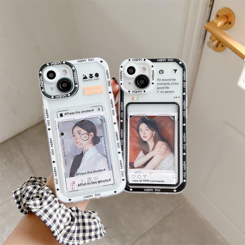 Cartoon Bear Rabbit Photo Wallet Card Holder Case For Iphone 11 13 12 Pro Max Xr Xs X 7 8 Plus Se 2020 Shockproof Phone Cases