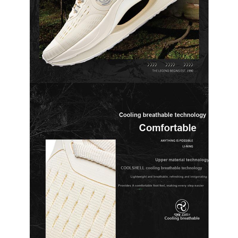 Li Ning Absolute Shadow CRC Reflective Lightweight High Resilience Trendy Sports Casual Shoes Women Casual Shoes Light-Ancient-Yellow AZGU042-1