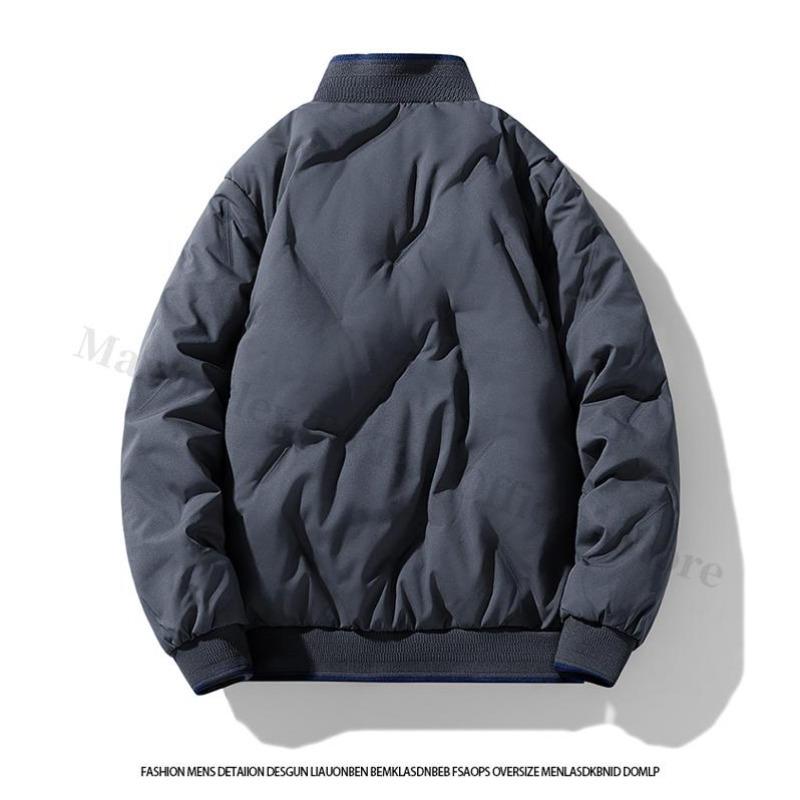 Men's Parka Jacket Winter Warm Baseball Collar Outdoor Ski Bread Jacket Casual Windproof Thickened Travel Cotton-Padded Jacket