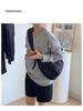 Korean Canvas Crossbody Bag for Women - Wide Strap, Niche Design, Pleated Dumpling Style