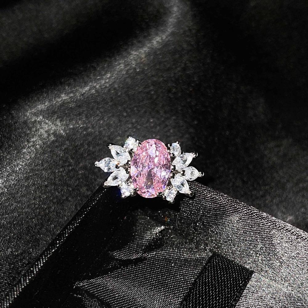 Open Ring with Simulated Asscher Cut Yellow Diamond and Swiss Topaz Blue Pink Gemstone for Women
