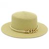 European and American spring and summer sunscreen metal buckle accessories sunshade jazz straw hat fashion celebrity vacation beach top hat