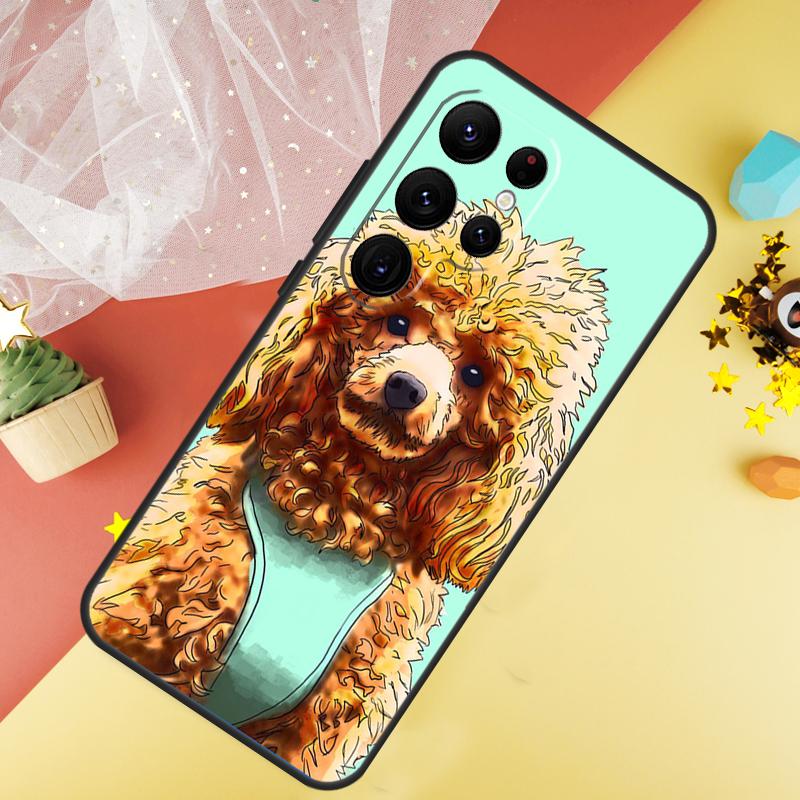 Cute Cartoon Poodle Case For Samsung Galaxy S24 Ultra S22 S20 S21 FE S8 S9 S10 Note 20 10 Plus S23 Ultra Cover
